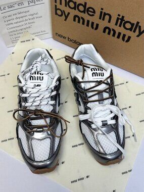 MIU MIU Casual Sneakers Shoes Women's Silver Size US9/EU39